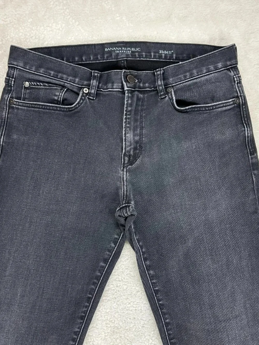 Banana Republic Traveler Jeans Mens Slim Fit Straight 32x34‎ Denim Charcoal